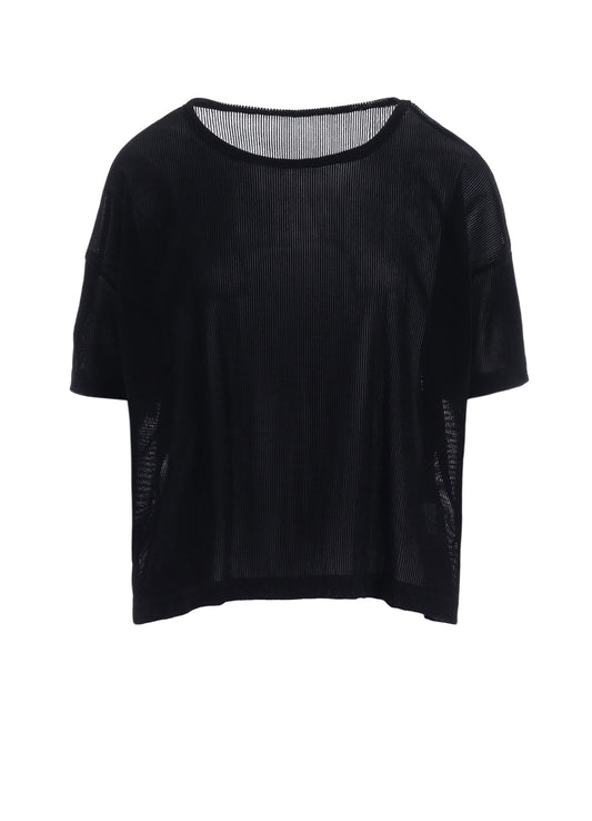 NY TULLE FLOCKED LOOSE ROUND NECK T