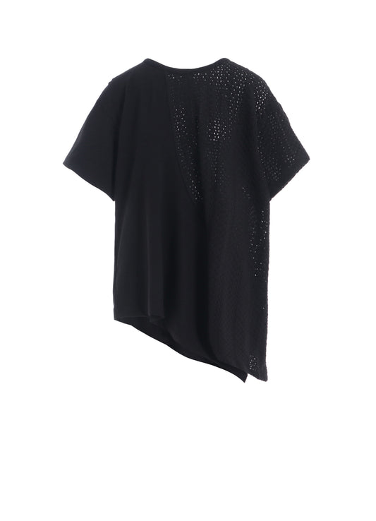 COTTON JERSEY/LACE DRAPE SHORT SLEEVE T