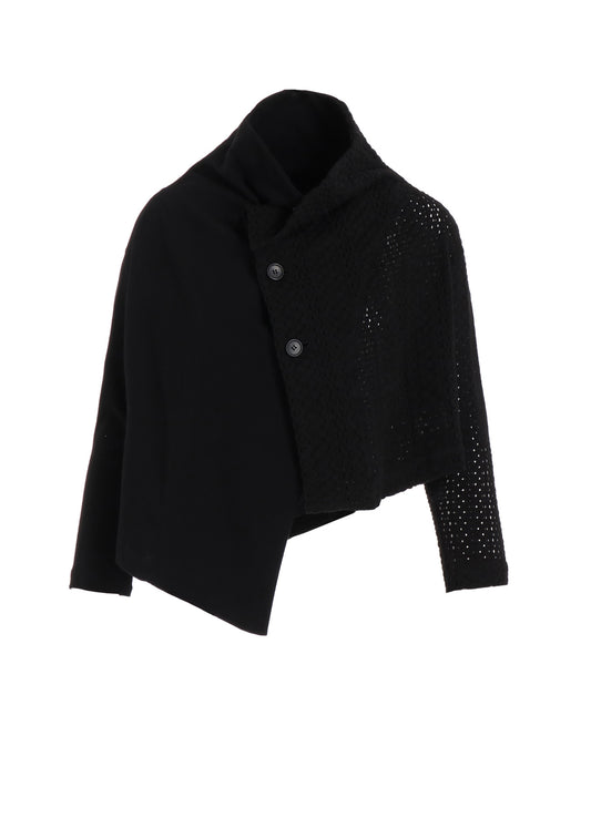 COTTON JERSEY/LACE OFF NECK 3BUTTON JACKET