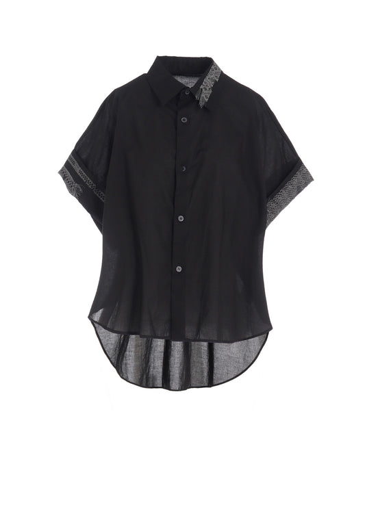 COTTON LAWN SHORT CUFFS BLOUSE