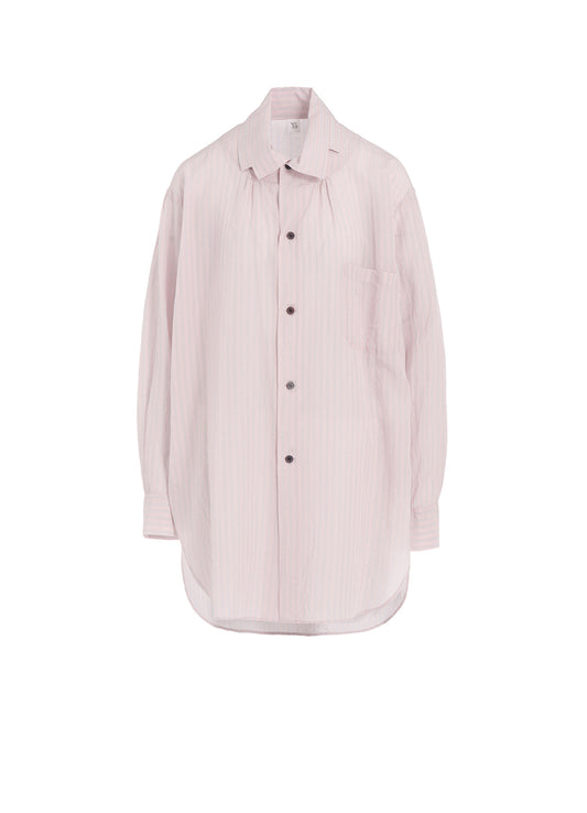 CELLULOSE STRIPE SQUARE-COLLAR SHIRT