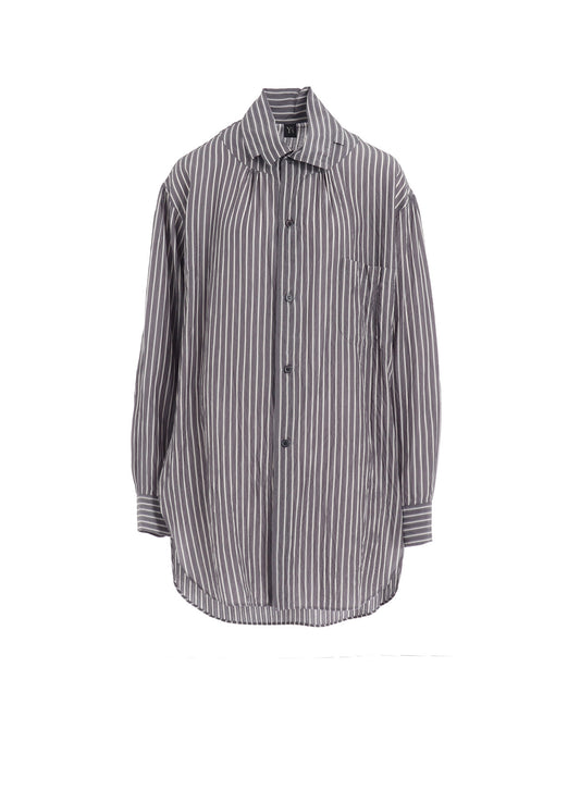 CELLULOSE STRIPE SQUARE-COLLAR SHIRT