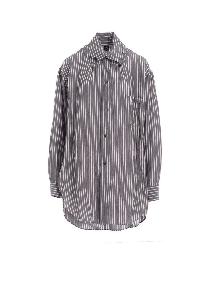 CELLULOSE STRIPE SQUARE-COLLAR SHIRT