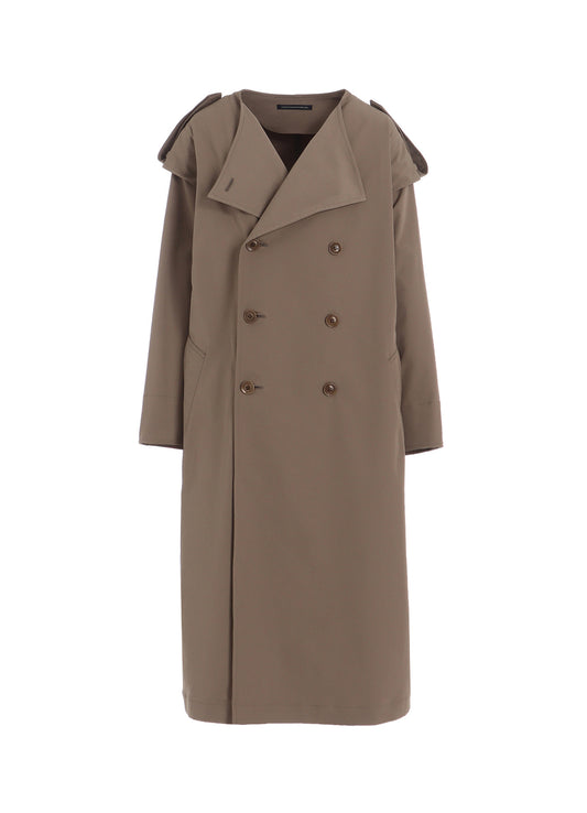 PE TWILL WATER REPELLENT COLLARLESS TRENCH COAT