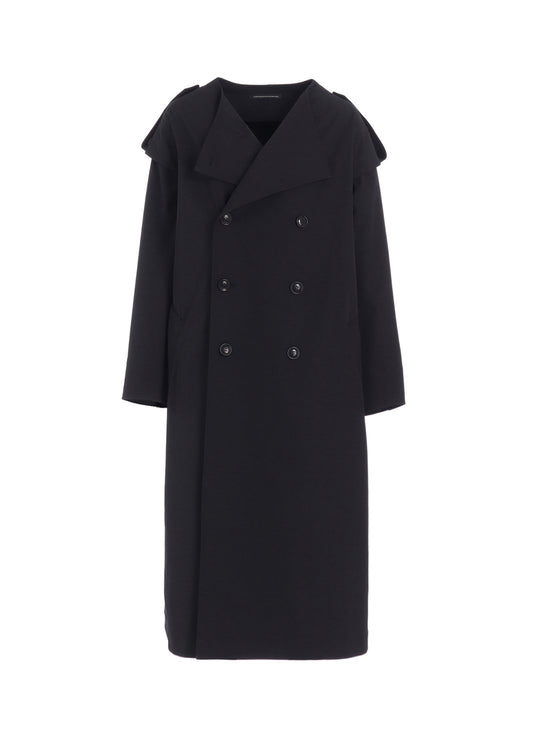 PE TWILL WATER REPELLENT COLLARLESS TRENCH COAT