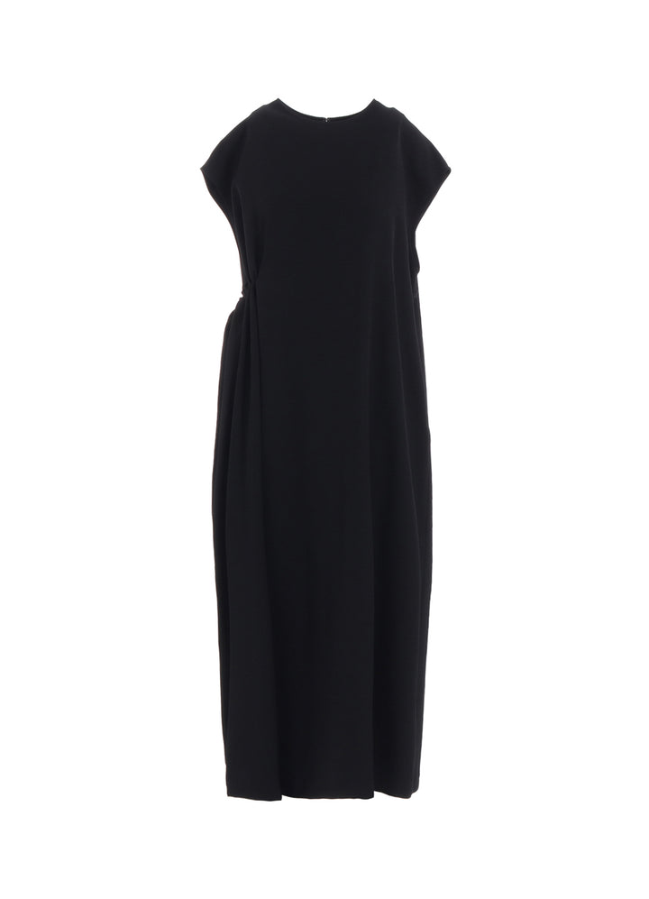 WOOL GABARDINE RIGHT SIDE GATHERED DRESS