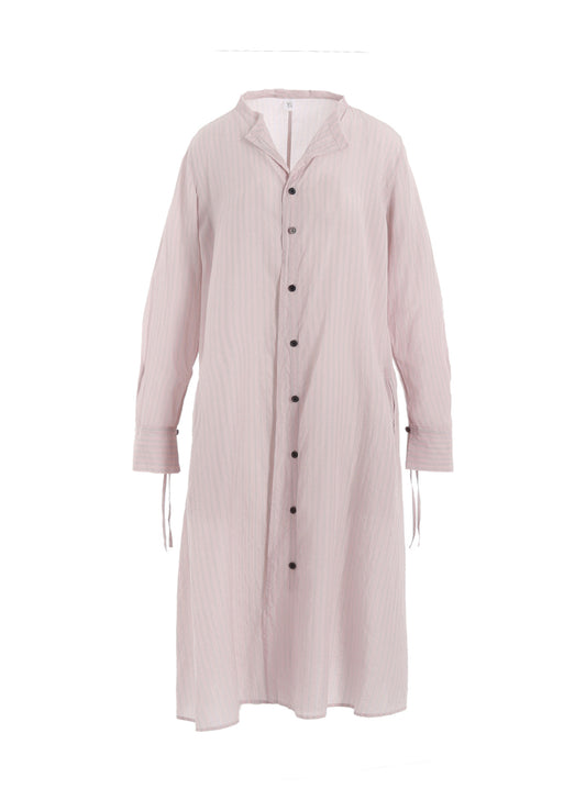 CELLULOSE STRIPE COLLARLESS A-LINE DRESS