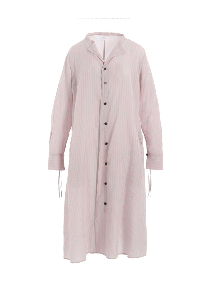 CELLULOSE STRIPE COLLARLESS A-LINE DRESS