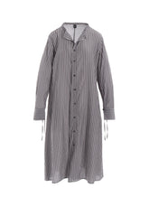 CELLULOSE STRIPE COLLARLESS A-LINE DRESS
