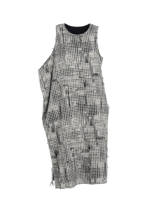 DAMAGED GINGHAM JACQUARD DRESS　
