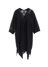 COTTON LAWN ARRANGED SLEEVE V NECK DRESS