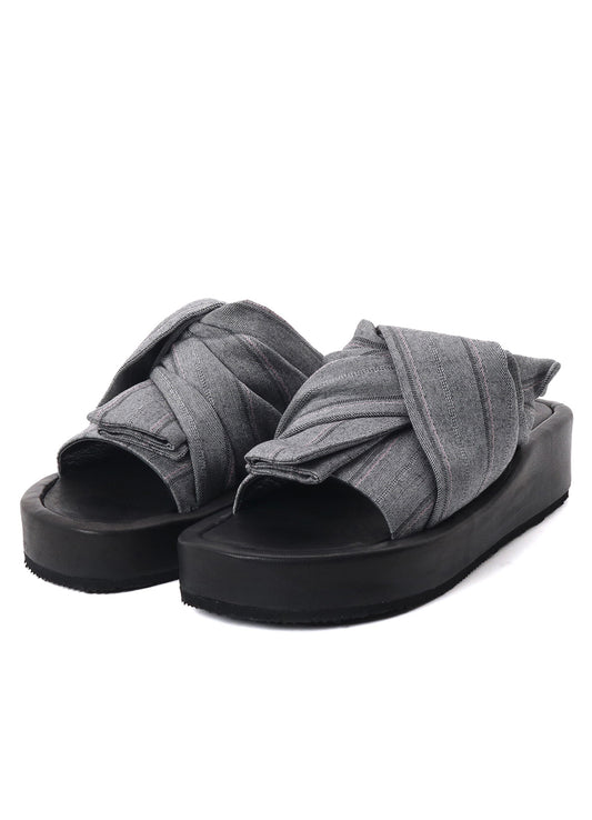 RAYON STRIPE/LEATHER COMBI SOLE SANDALS