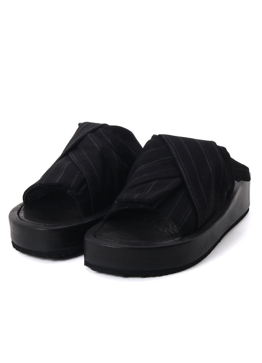 RAYON STRIPE/LEATHER COMBI SOLE SANDALS