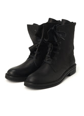 SEMI-MATTE LEATHER DRAPE BOOTS