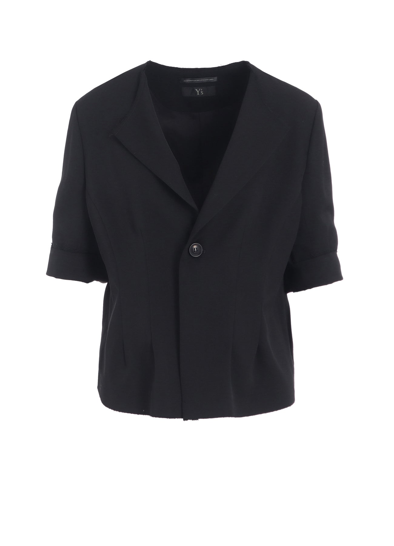 WOOL GABARDINE COLLARLESS SHORT JACKET – THE SHOP YOHJI YAMAMOTO
