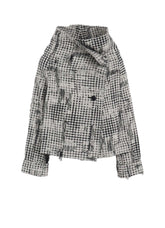 DAMAGED GINGHAM JACQUARD WRAP COAT