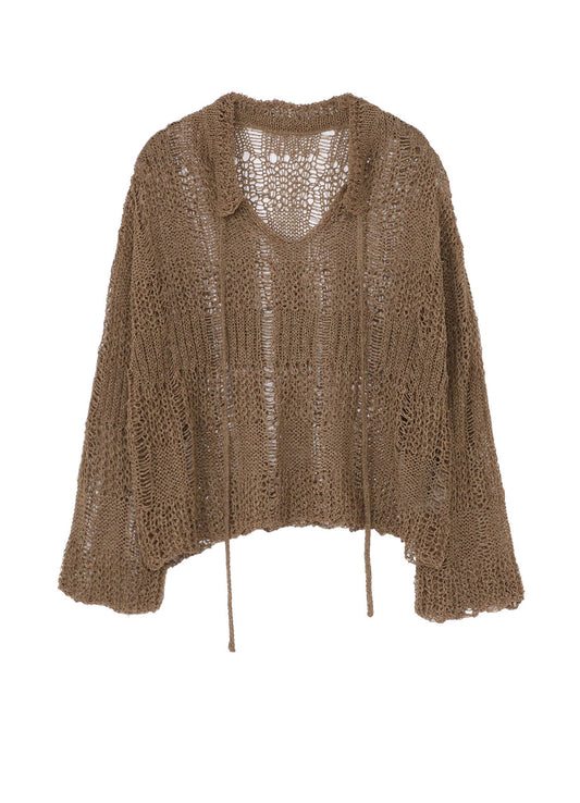 PLAID LOOSE-KNIT LONG SLEEVE PULLOVER