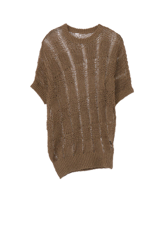 PLAID LOOSE-KNIT ASYMMETRIC DRAPE PULLOVER