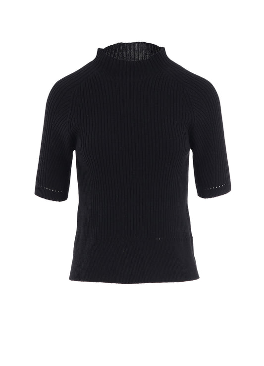 RIB EYELET HALF-SLEEVE KNIT