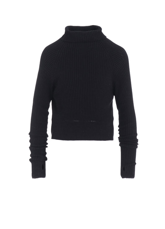 RIB EYELET LONG-SLEEVE KNIT