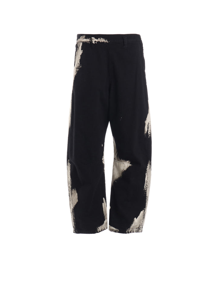 8OZ DENIM BRUSH BLEACH WIDE PANTS
