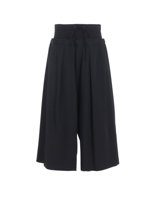 WOOL GABARDINE RIB WAIST WIDE PANTS