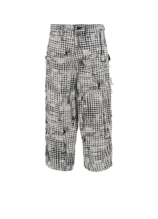 DAMAGED GINGHAM JACQUARD PANTS