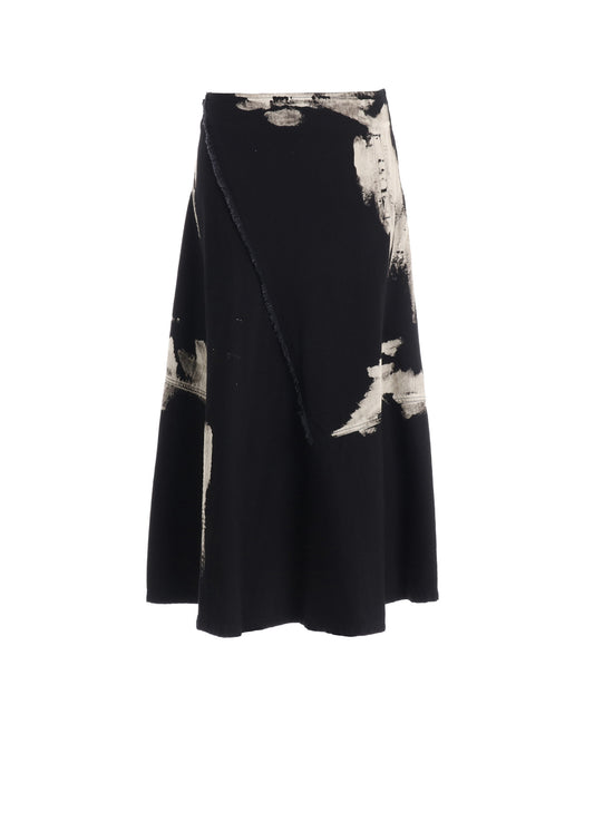 8OZ DENIM BRUSH BLEACH LONG SKIRT