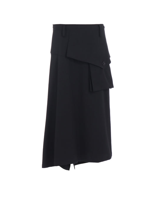 WOOL GABARDINE Y BIG FLAP SKIRT