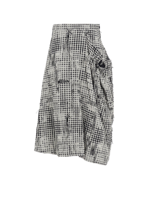 DAMAGED GINGHAM JACQUARD SKIRT