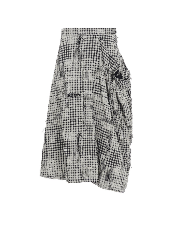 DAMAGED GINGHAM JACQUARD SKIRT