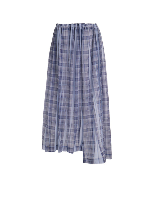 PLEATED PLAID PRINT ASYMMETRIC SKIRT