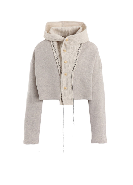 FRENCHTERRY HAND STITCH HOODED CARDIGAN