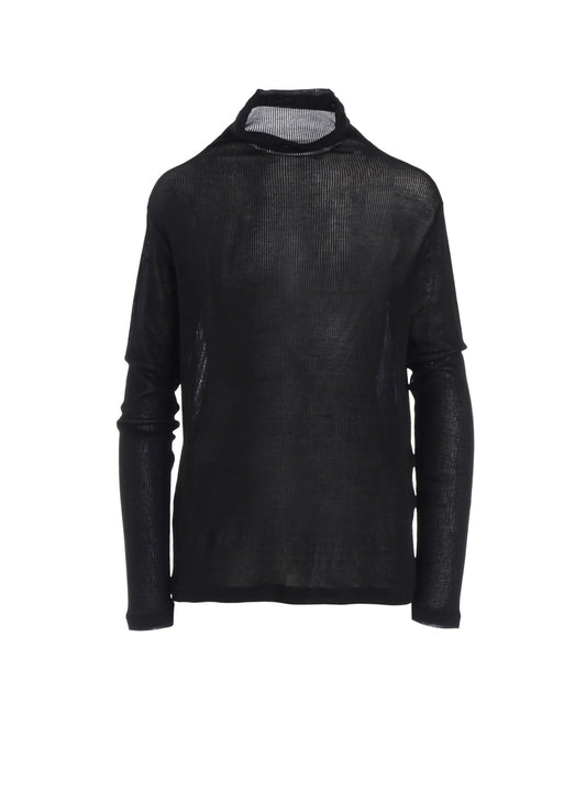 MERCERIZED RIB HIGH NECK LONG SLEEVE TEE