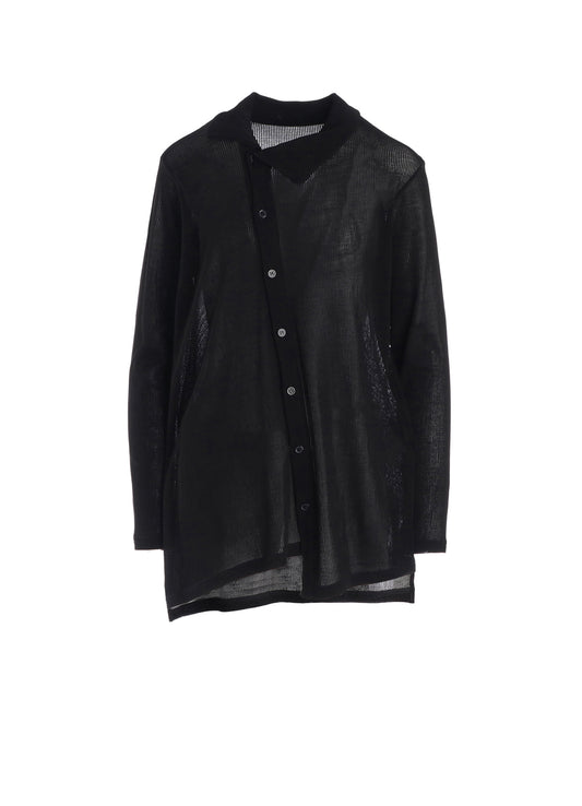 MERCERIZED RIB ASYMMETRIC CARDIGAN