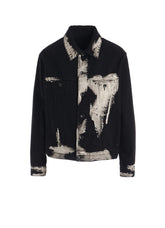 8OZ DENIM BRUSH BLEACH PANEL DENIM JACKET