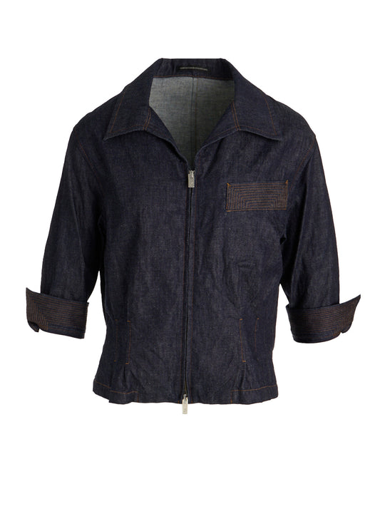 6OZ DENIM 3/4 SLEEVE BLOUSE