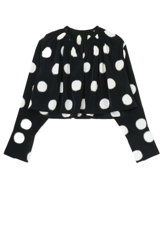 LARGE POLKA DOT CRAPE DE CHINE GATHERED BLOUSE