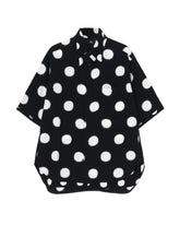 LARGE POLKA DOT CRAPE DE CHINE DOUBLE LAYERED HALF SLEEVE SHIRT