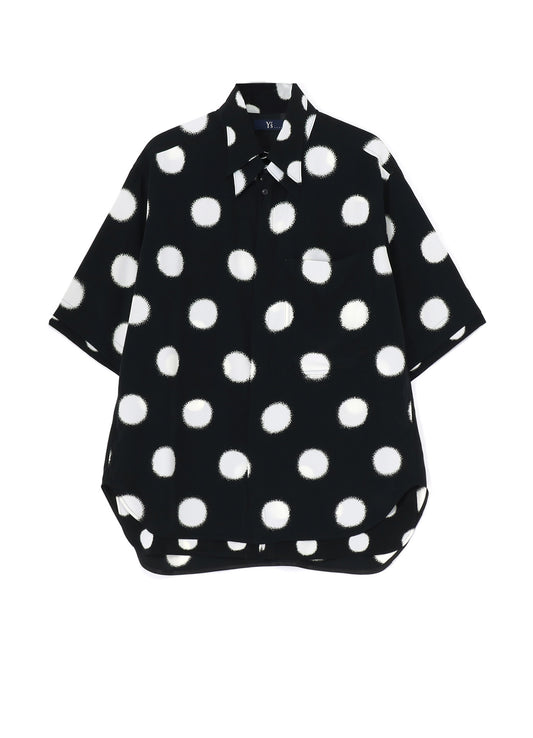 LARGE POLKA DOT CRAPE DE CHINE DOUBLE LAYERED HALF SLEEVE SHIRT