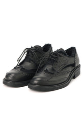 CANVAS/LEATHER COMBINATION WING CHIP SHOES