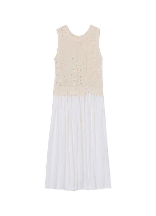 SLEEVELESS DRESS WITH OPENWORKED KNIT