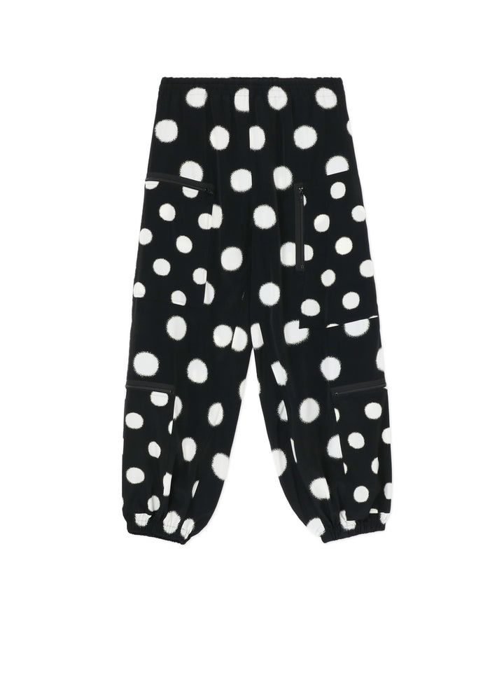 LARGE POLKA DOT CRAPE DE CHINE ZIPPER POCKET PANTS