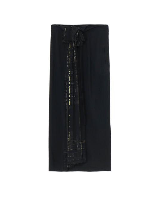 HAND PAINTED PLAID PRINT DOUBLE BELTED SKIRT