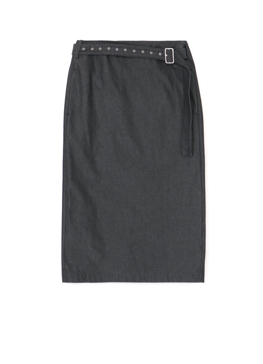 HARD TWISTED COTTON TWILL WRAP SKIRT