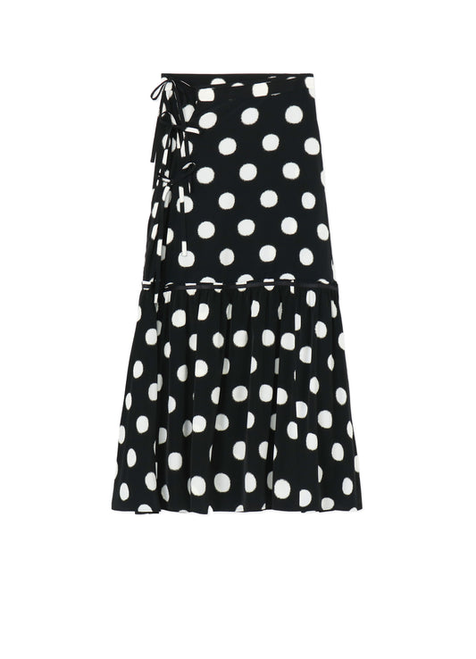 SMALL POLKA DOT CRAPE DE CHINE TEARED SKIRT