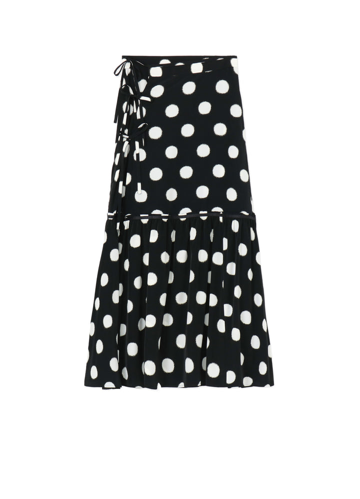 SMALL POLKA DOT CRAPE DE CHINE TEARED SKIRT