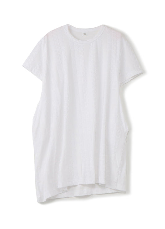 Rayon Velour Dot Stripe Jacquard Asymmetric T-shirt