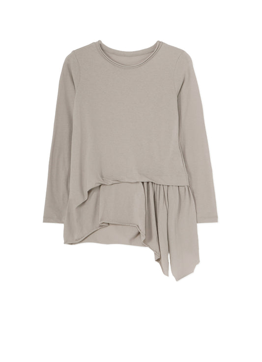 COTTON JERSEY SIDE FLARE LONG SLEEVE T