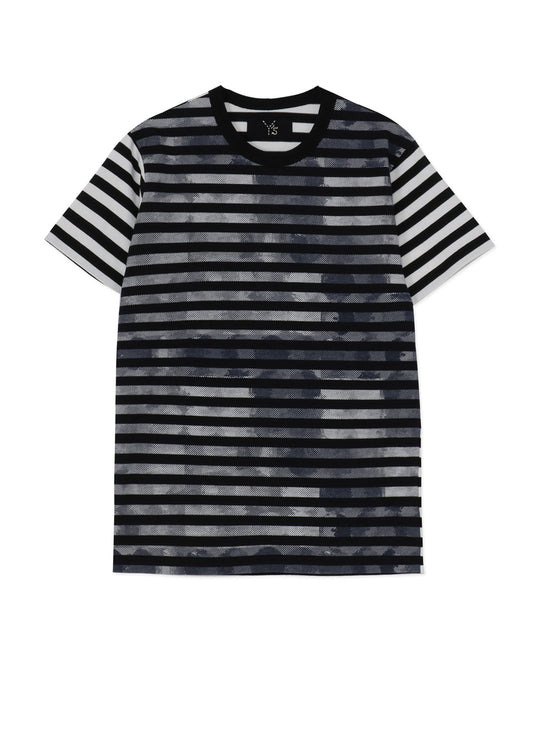 STRIPE WITH POLKA DOT PIGMENT PRINT T